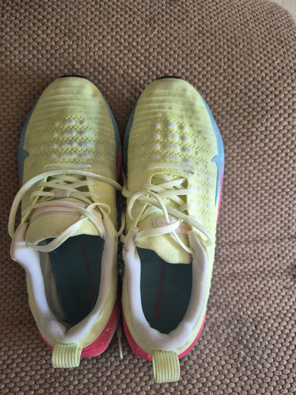 Nike Women's Yellow Knit Athletic Shoes with Blue Accents